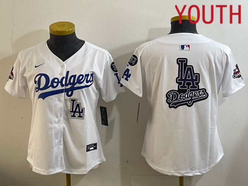 Youth Los Angeles Dodgers Blank White Game 2024 Nike MLB Jersey style 12097->youth mlb jersey->Youth Jersey